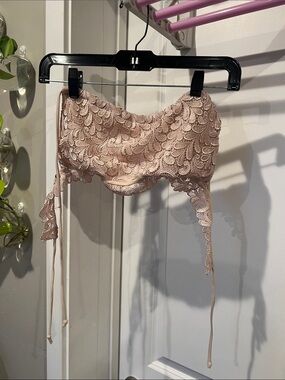 For Love And Lemons Blush Lace Swim Top